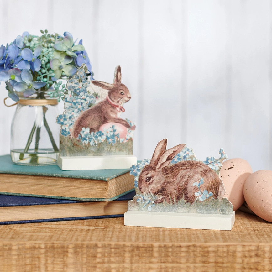 Primitives by Kathy Easter Bunnies Stand Up Set of 2 Spring Collection Wood