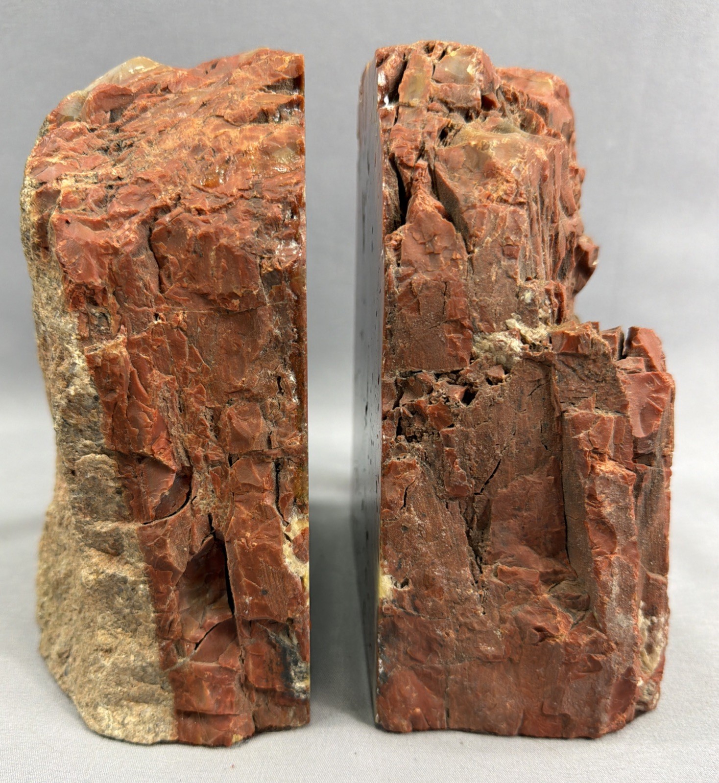 6 1/8&Prime; Natural Rock Polished Redish Brown Bookends Colorful Over 10 Pounds