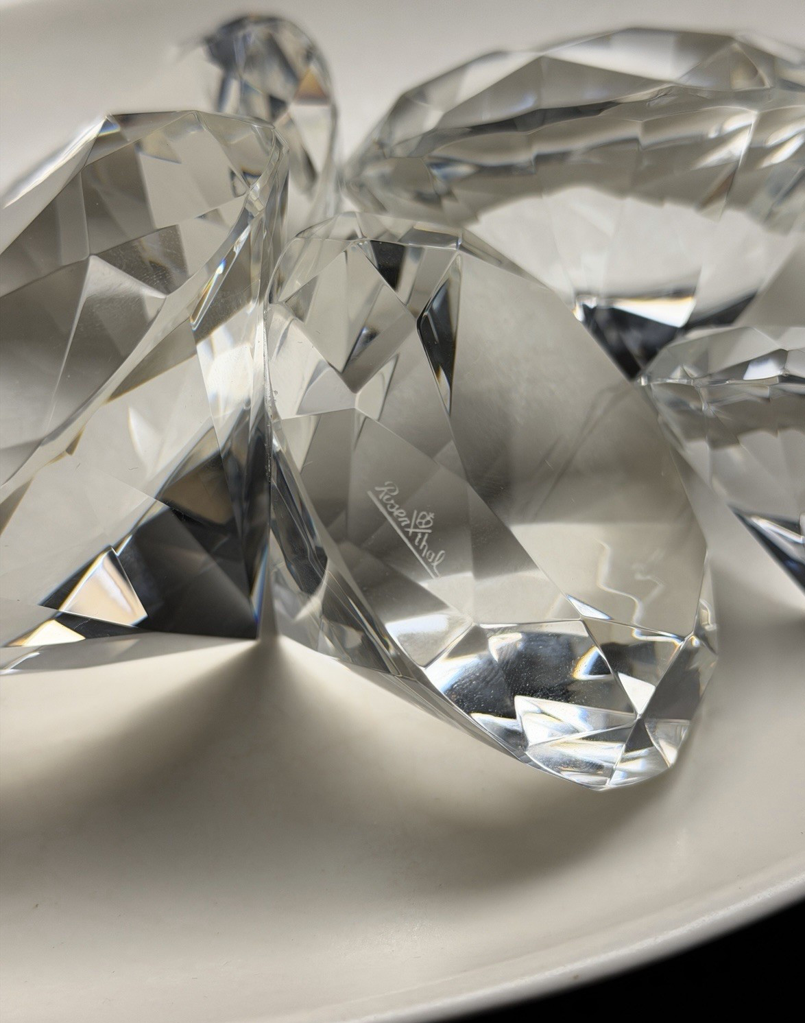 Rosenthal Cut Crystal Diamond Shape Jewels for Bling Decor, 5 Piece Set, Mint