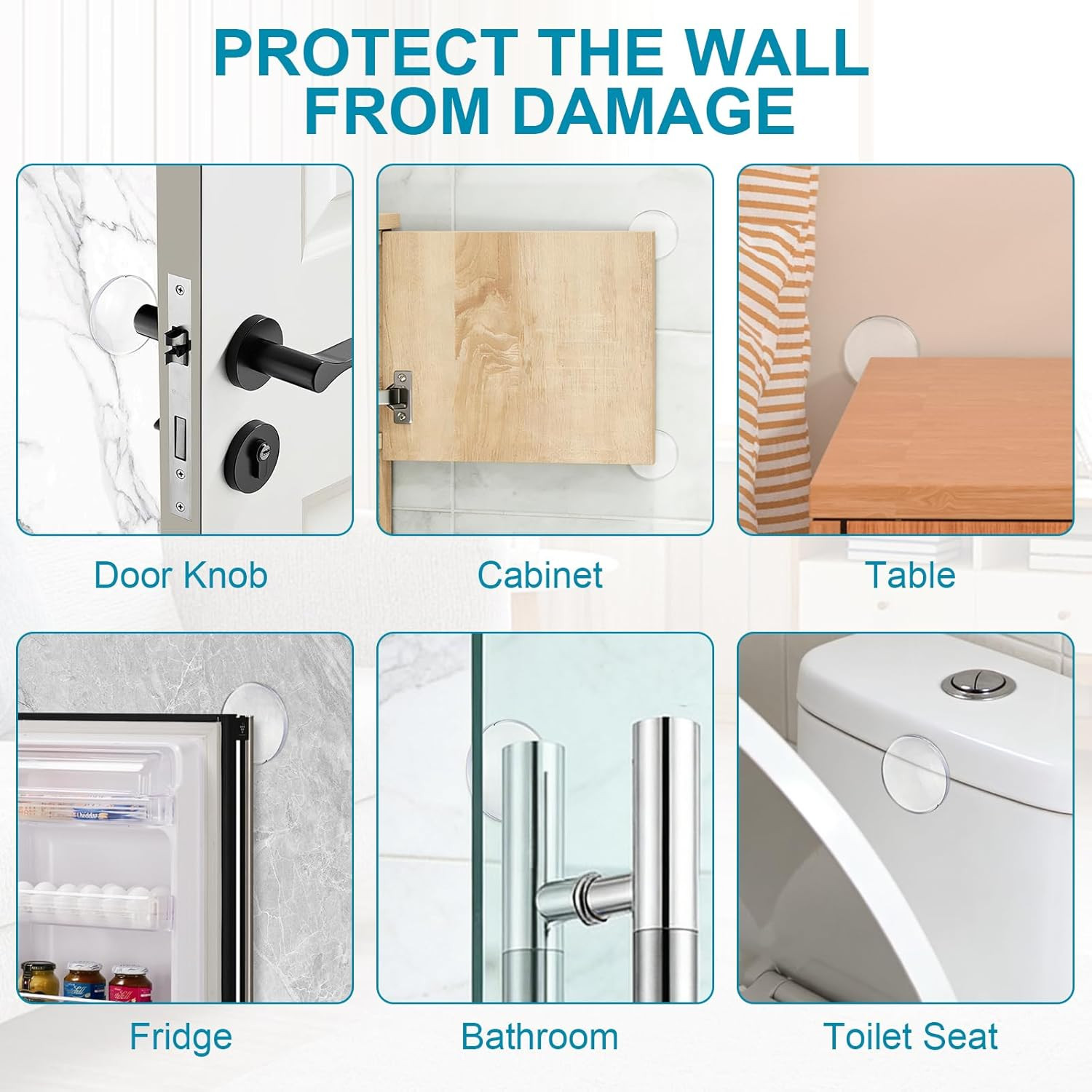 12 PCS Multifunctional 2&Prime; Door Stoppers for Wall – Door Knob Wall Protector – Wa