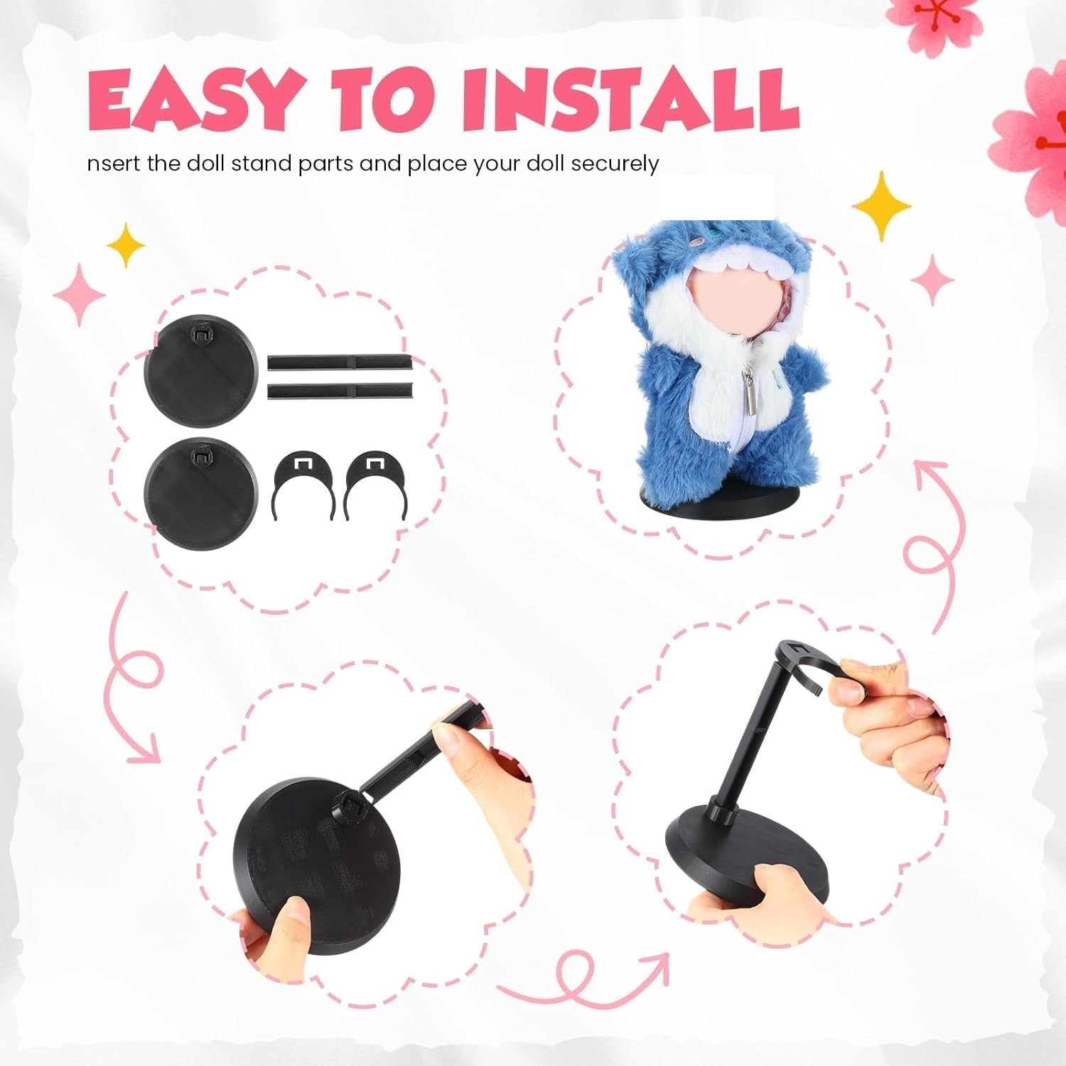 Simgoing 2 Pack Adjustable Doll Stands for 17cm Dolls Display Stands Support …