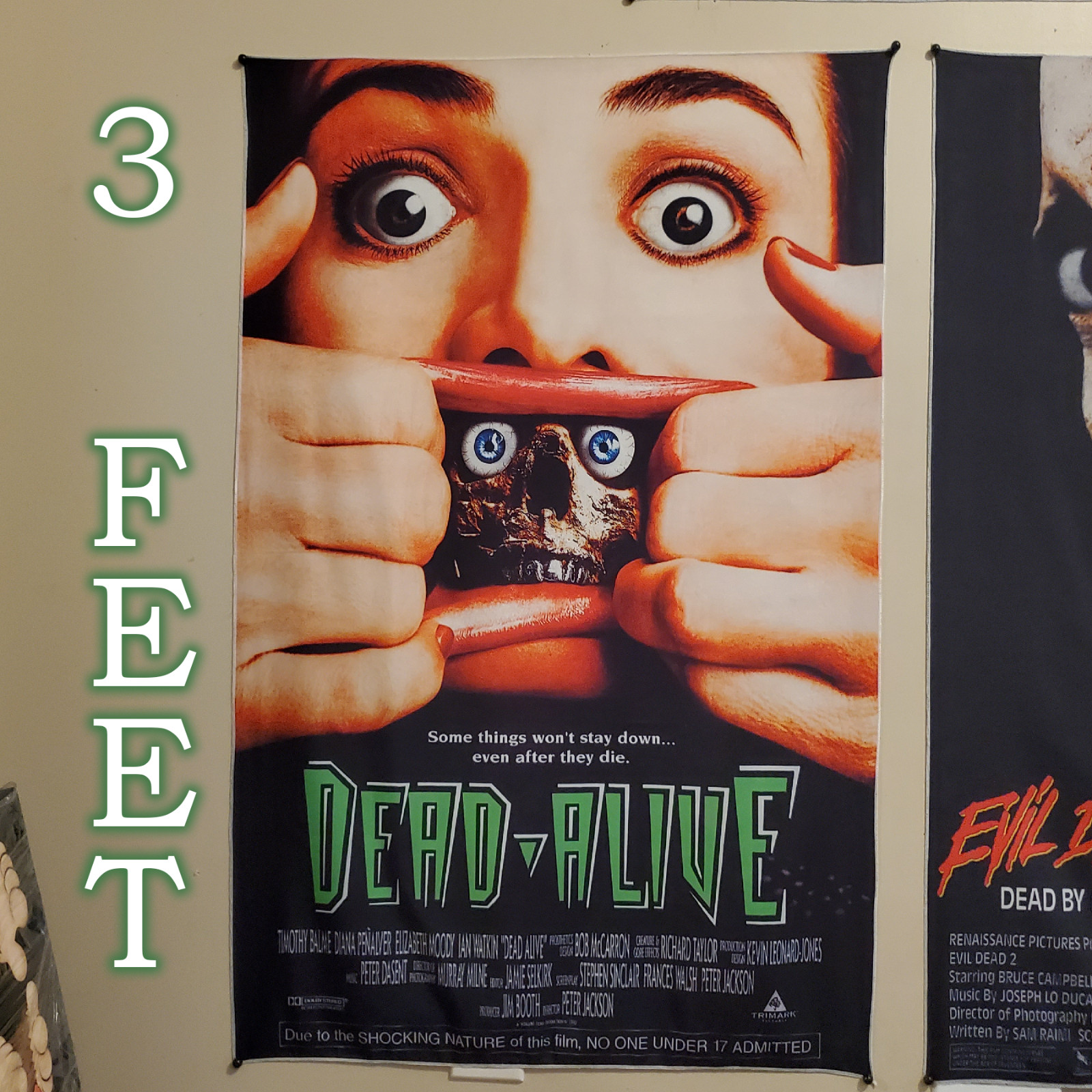 Dead Alive 2×3 foot tapestry – VHS horror movie banner wall flag zombies