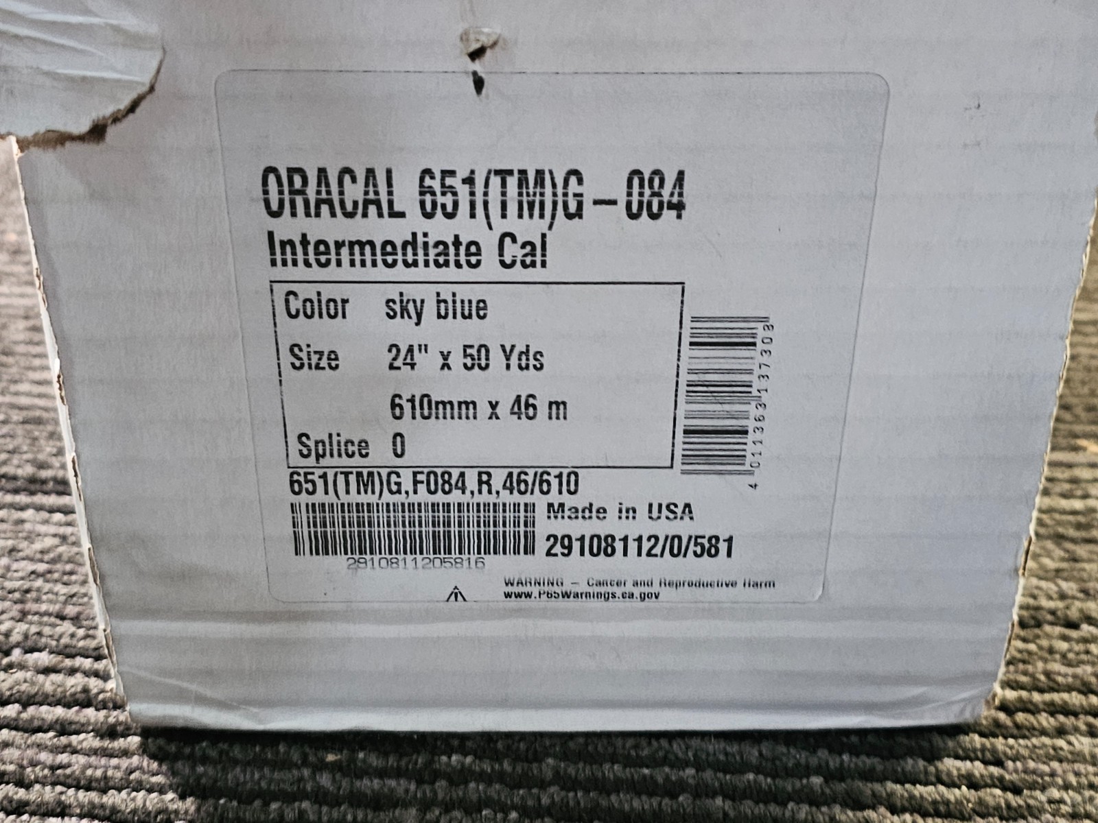 Oracal 651 Intermediate Adhesive Vinyl 24&Prime; x 50 Yard roll, Sky Blue