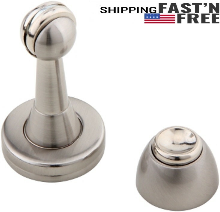 Soft-Catch Magnetic Door Stop in Brushed Satin Nickel, Wall Mount