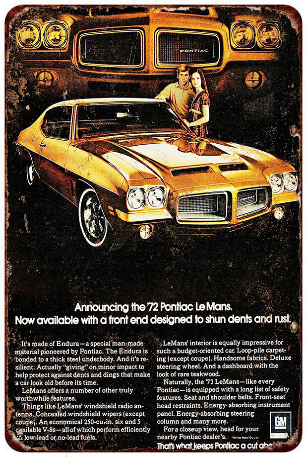1972 Pontiac LeMans Vintage Look reproduction metal sign 8 x 12