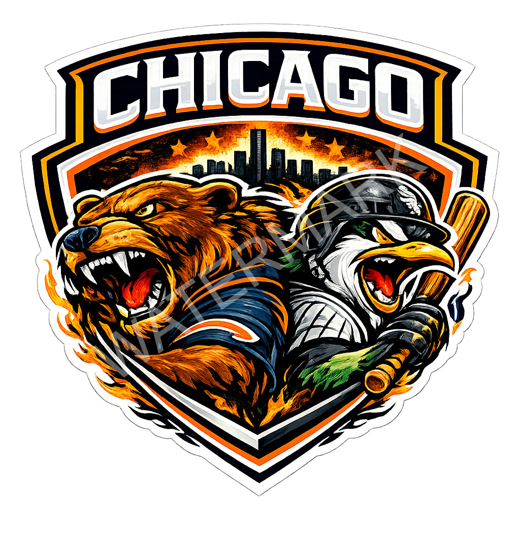 Chicago Sports Mashups Laminated Vinyl Sticker/Decal Bears White Sox 04