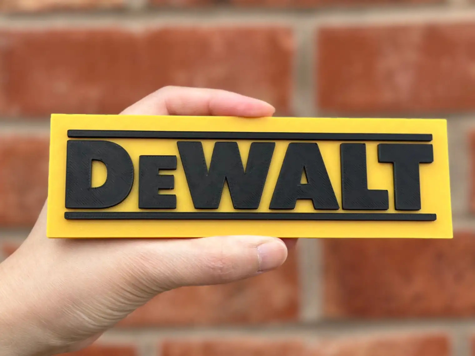 DeWalt 3D Logo Sign Yellow Black Garage Workshop Man Cave Tool Box Wall Art Deco