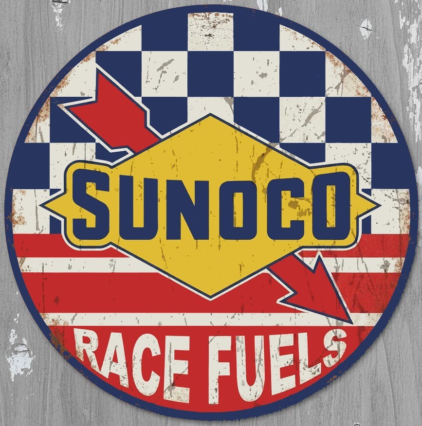 Sunoco Race Fuels 8&Prime; Diameter Vintage Novelty Metal Sign Made In USA New!
