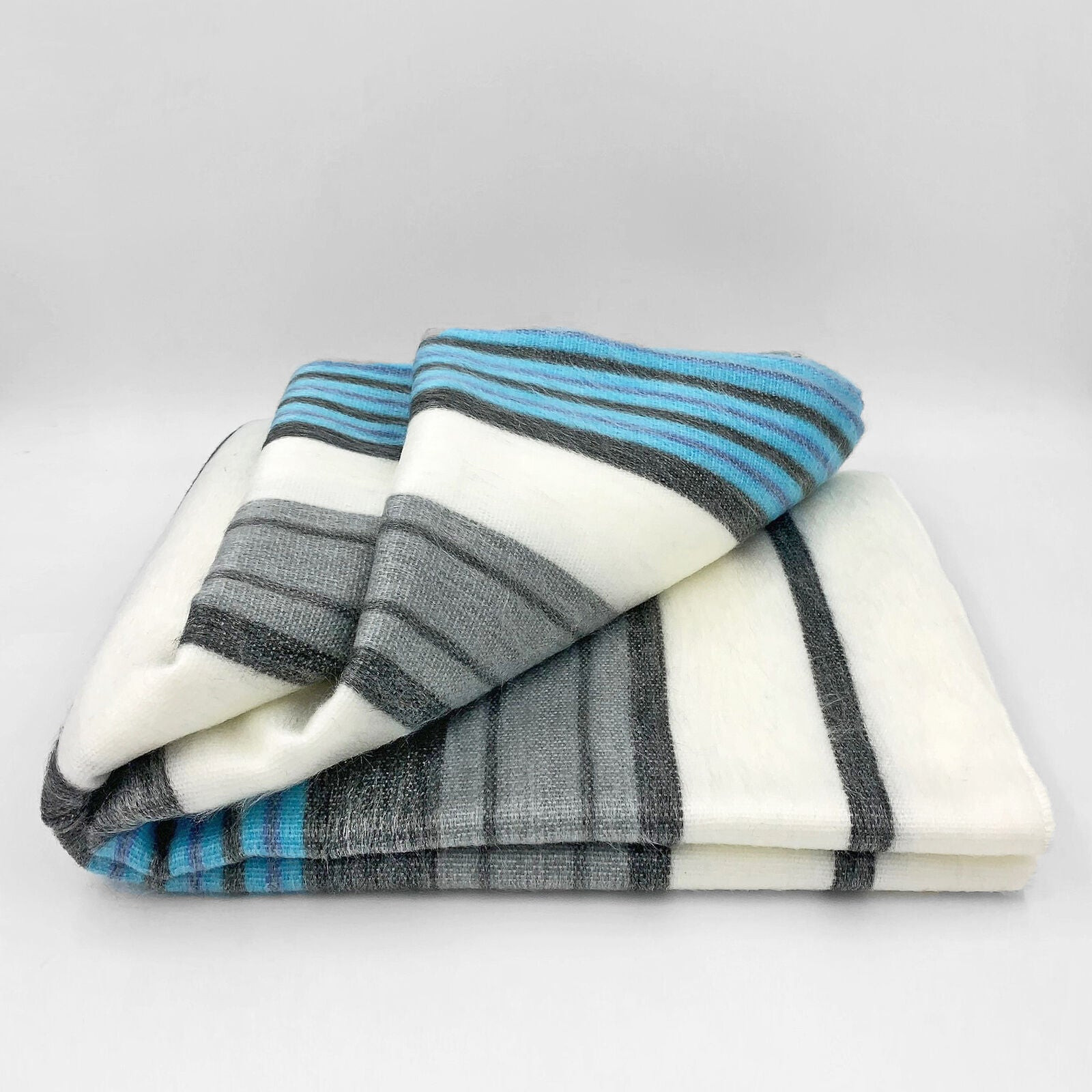 SOFT & WARM STRIPED ALPACA LLAMA WOOL BLANKET PLAID 90&Prime;x65&Prime; QUEEN