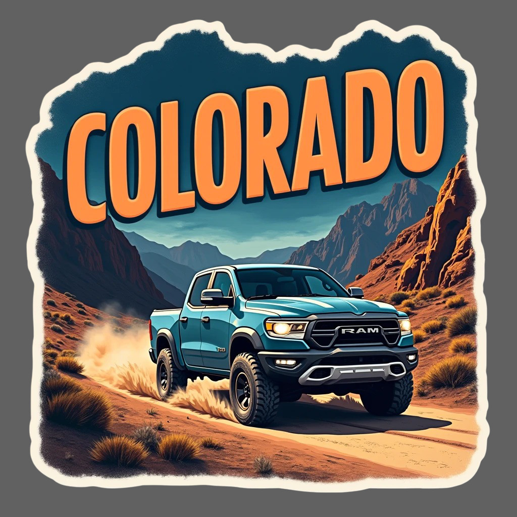 Colorado Sticker Vinyl Decal Pickup Truck Desert Offroad Mountain Scene