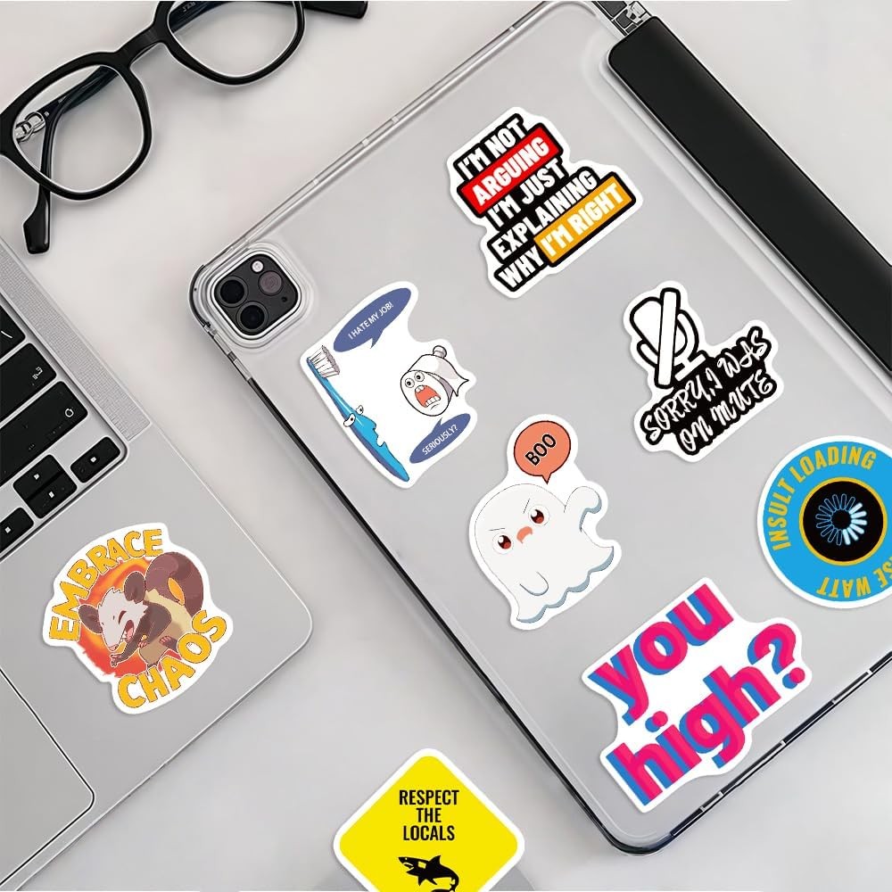 100 PCS Funny Stickers for Adults Teens, Sarcastic Meme Stickers Pack, Waterproo