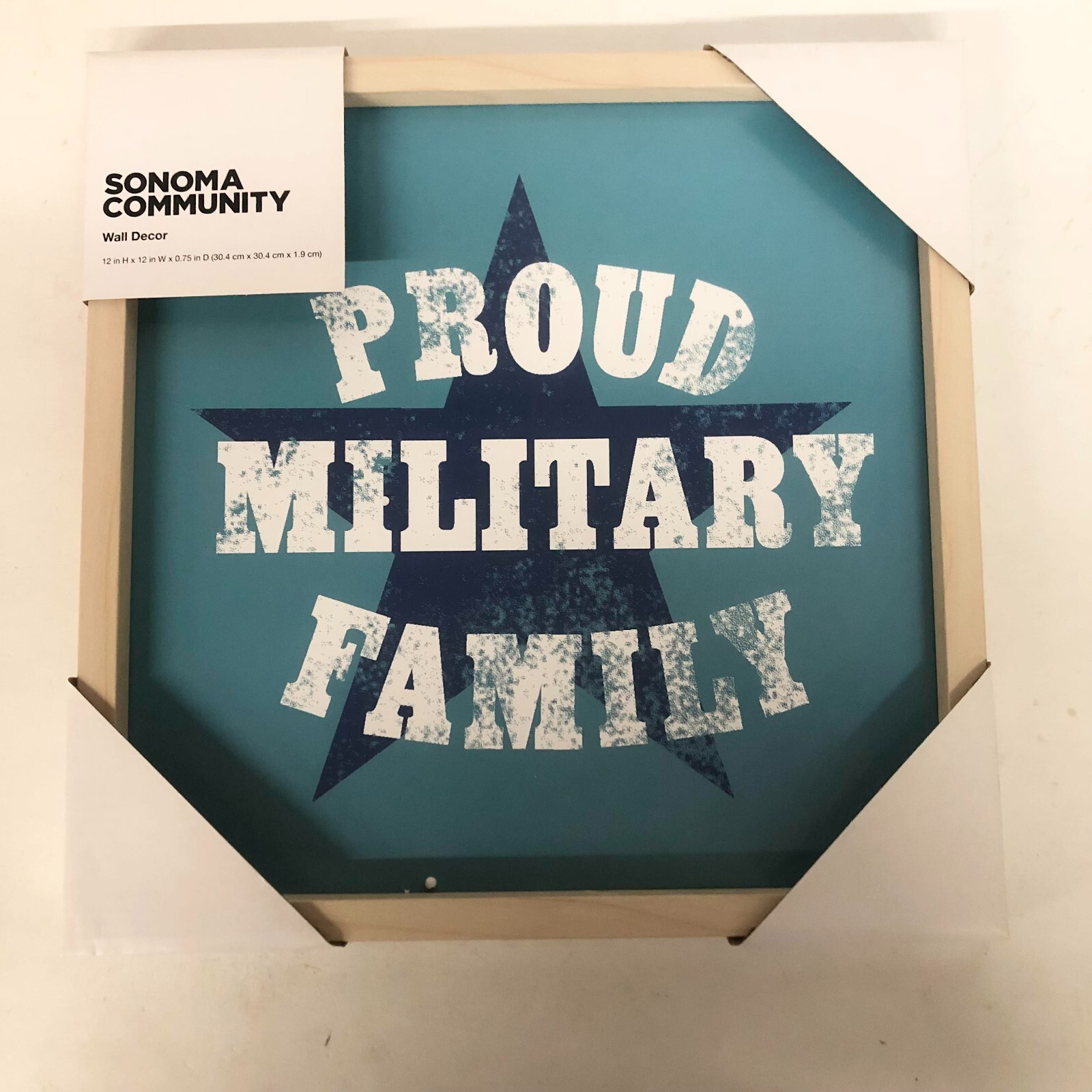 Sonoma PROUD MILITARY FAMILY, Patriotic, 12×12&Prime;,Blue Wooden Wall Home Decor