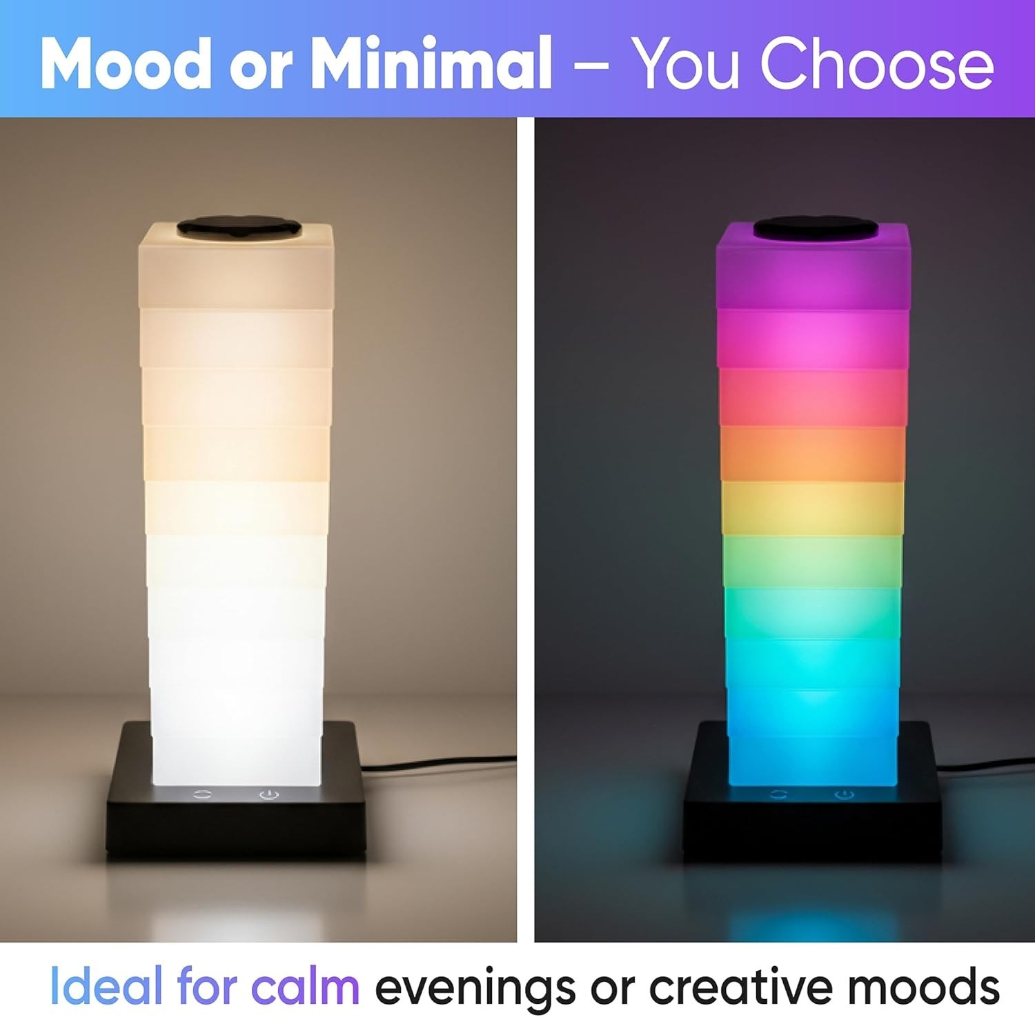 RGB Color Changing LED Night Light Stackable Touch Desk Lamp USB Powered