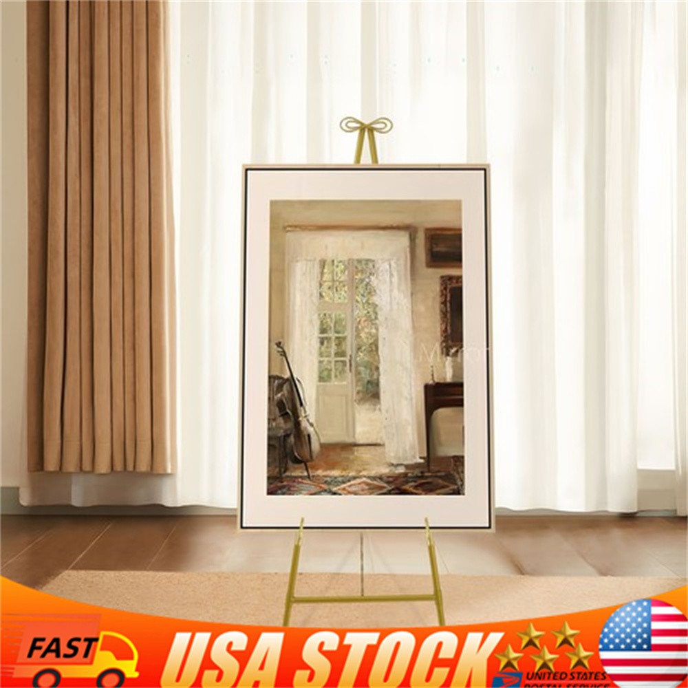 Gold Large Adjustable Floor Standing Easel for Wedding Display Metal Stand