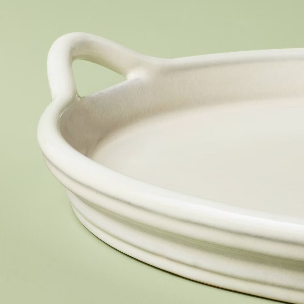 17.5&Prime; Oversized Ceramic Tray with Handles Cream – Hearth & Hand with