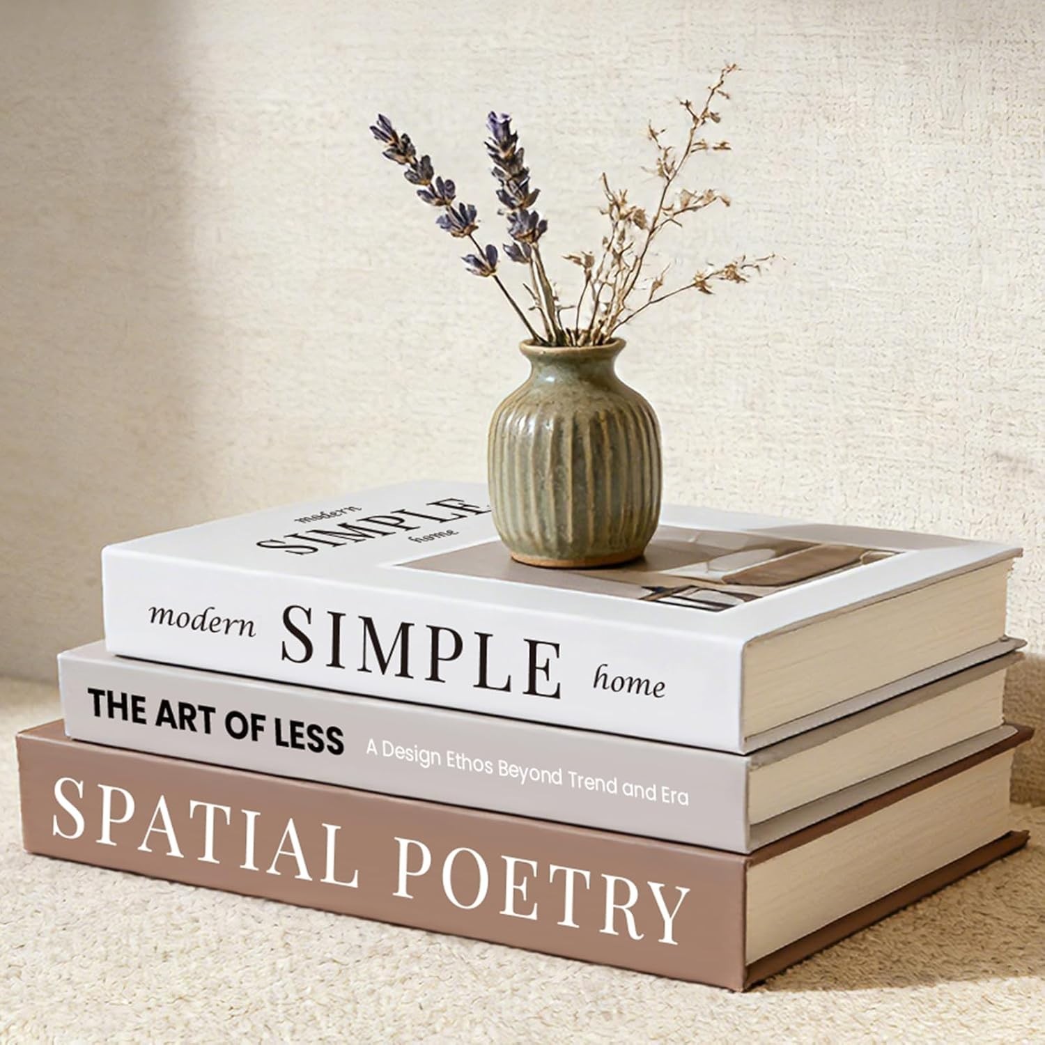 Set of 3 Faux Decorative Books for Home Decor, Coffee Table – Hardcover, Small