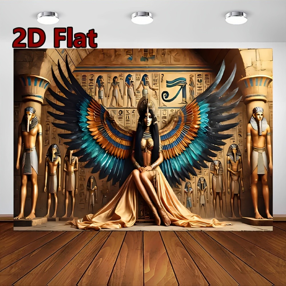 2D Flat, 1pc Egyptian Goddess Isis Wings Wall Tapestry – Durable Polyester Fiber