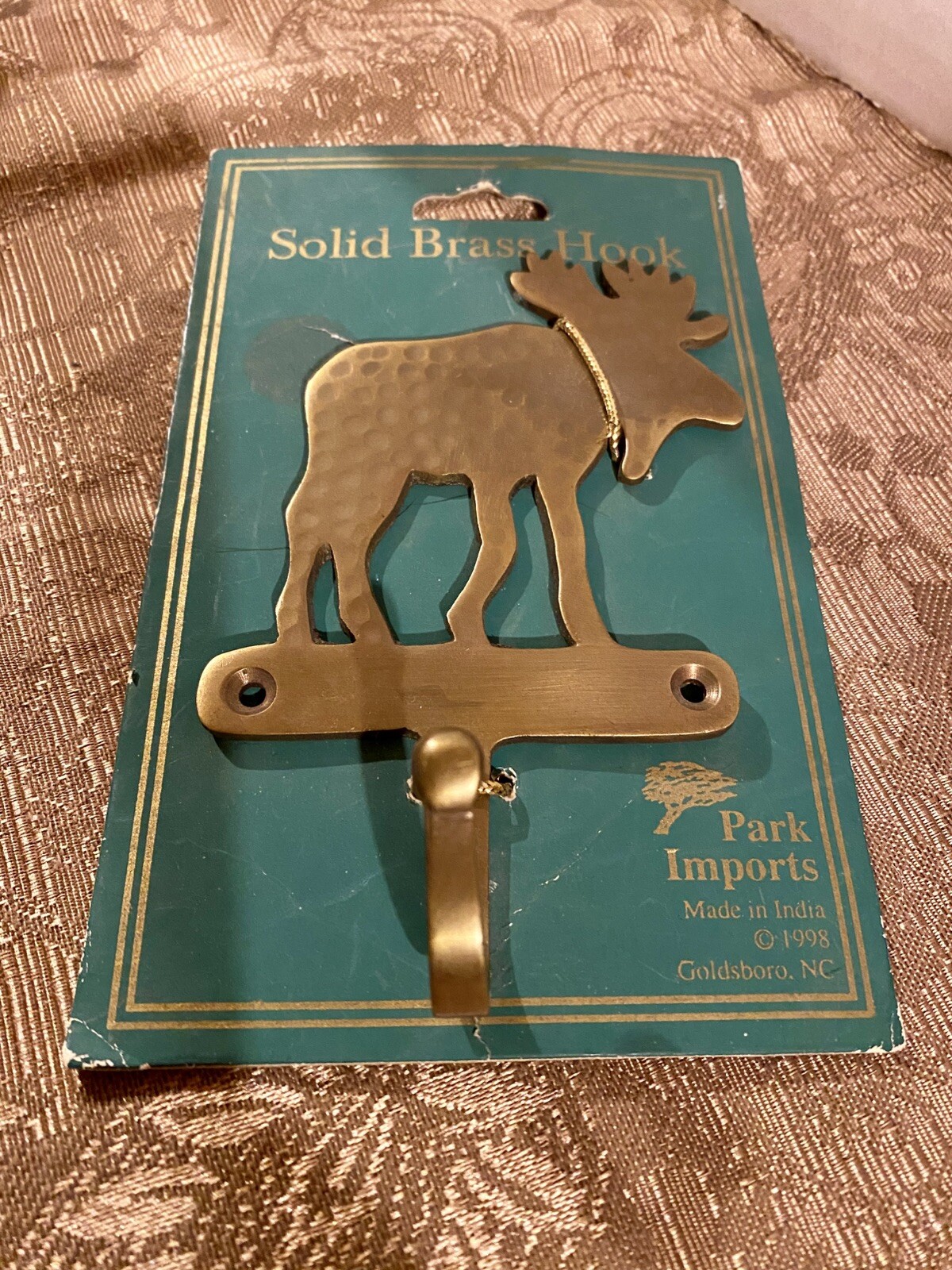 Vintage Park Imports ✨Solid Hammered Brass✨ Moose Wall Towel Multipurpose Hook