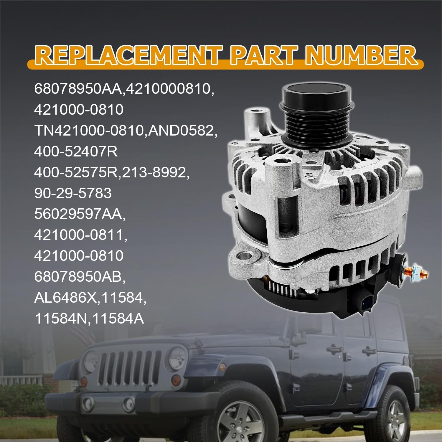 300AMP 11584 Alternator Compatible with Jeep Wrangler/Wrangler JK 3.6L V6 201…