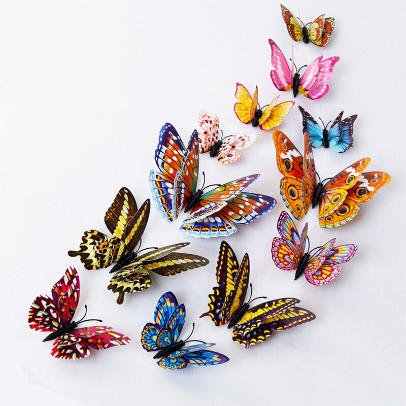 12Pcs 3D Butterfly Glow in The Dark Decal Wall Magnetic Sticker Home Decor Hot