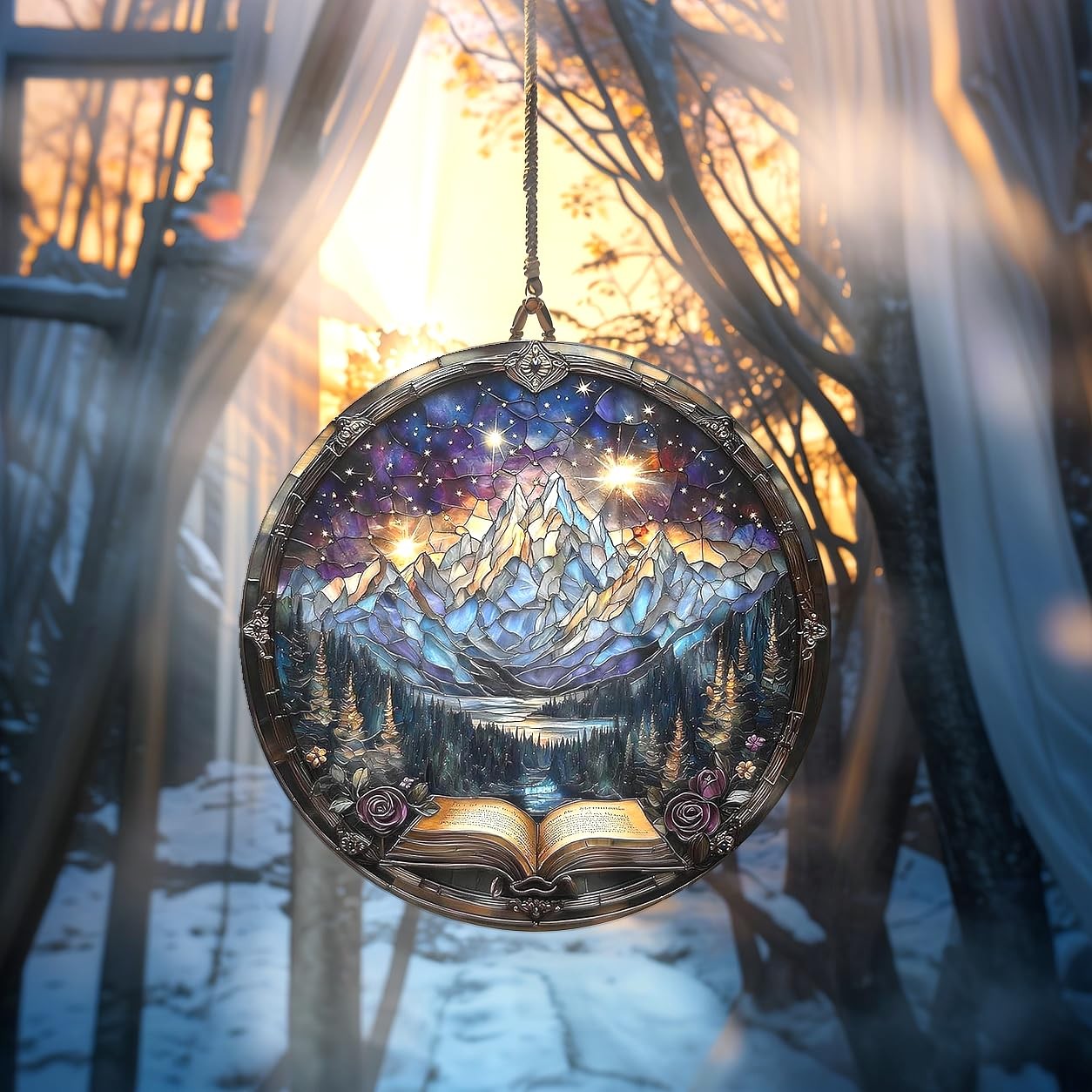 Fantasy Book Acrylic Suncatcher | Window Ornament for Book Lovers & Readers