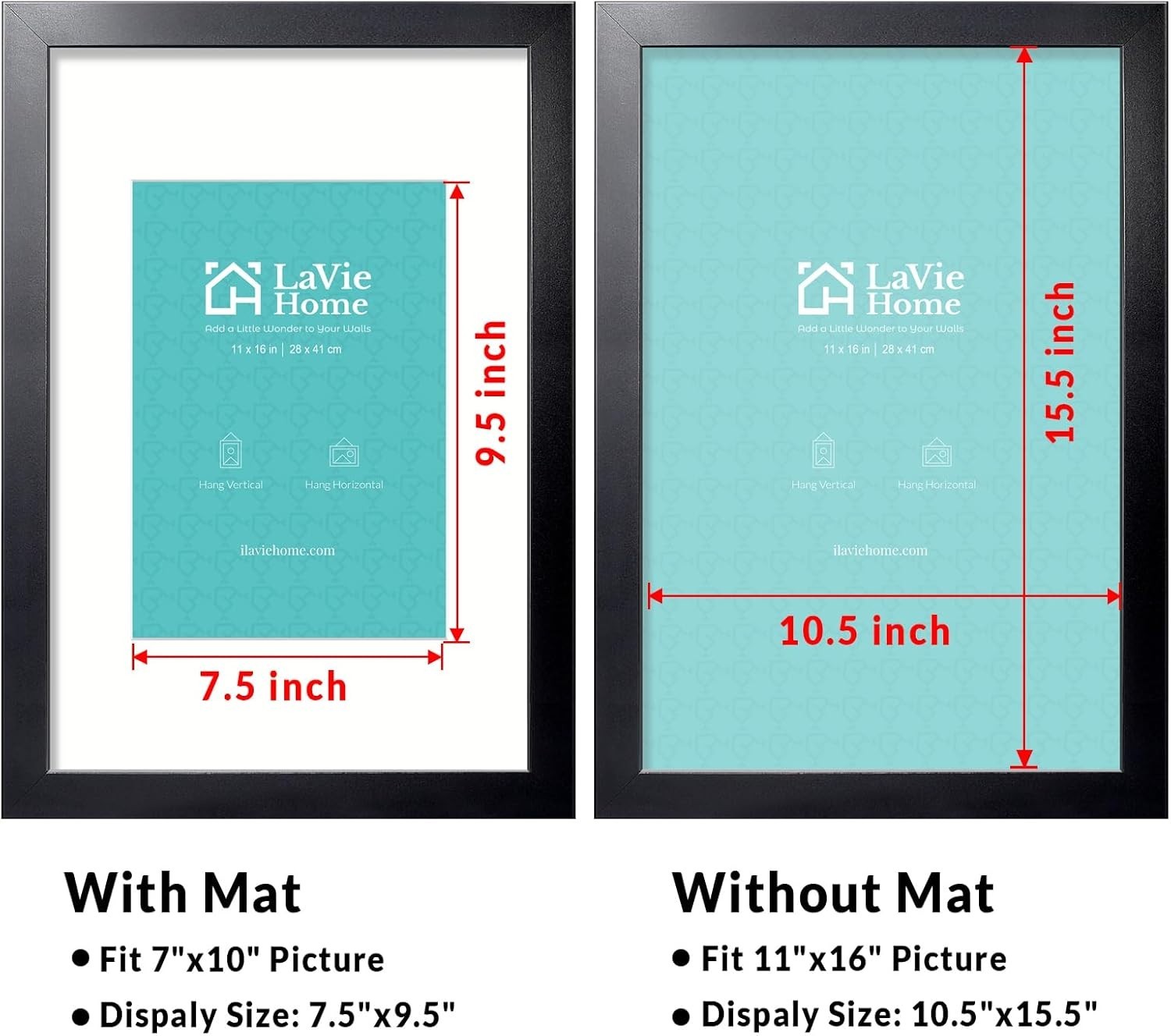 11×16 Black Gallery Frame – Perfect for Vertical or Horizontal Display