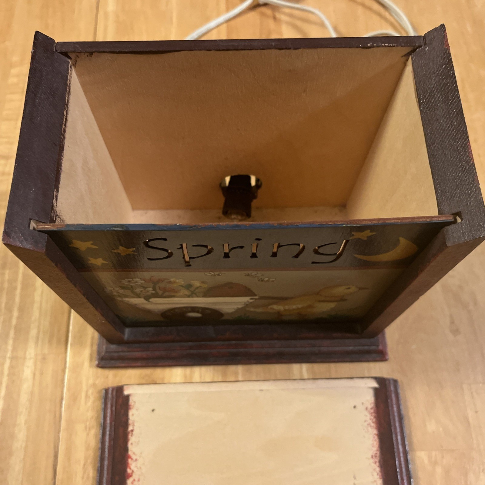 Hand Painted Folk Art Four Seasons Light Up Box-Spring Summer-Fall-Winter