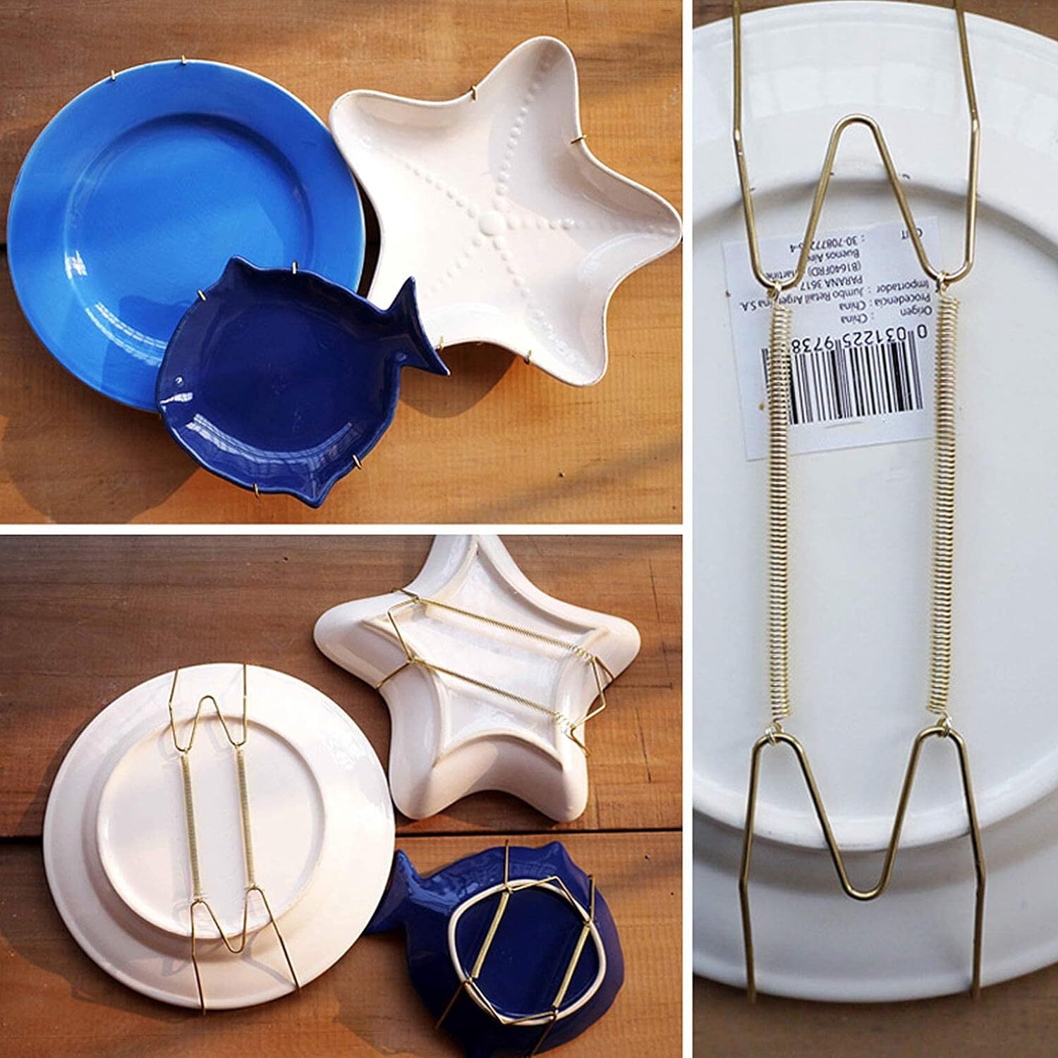 Dish Display Plate Hangers 10PCS Wall Plate Spring Hook Holder Hanging Wire
