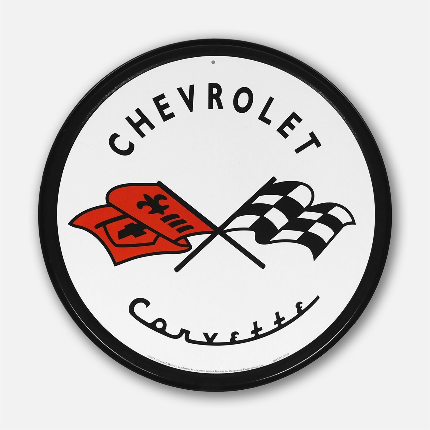 11.75&Prime; General Motors Corvette Logo 1953 Embossed Tin Metal Sign – SIGNBOX