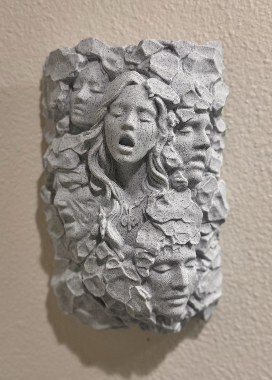 Gothic Stone Faces 9” Wall Art Dark Fantasy Sculpture Relief Home Decor Gift