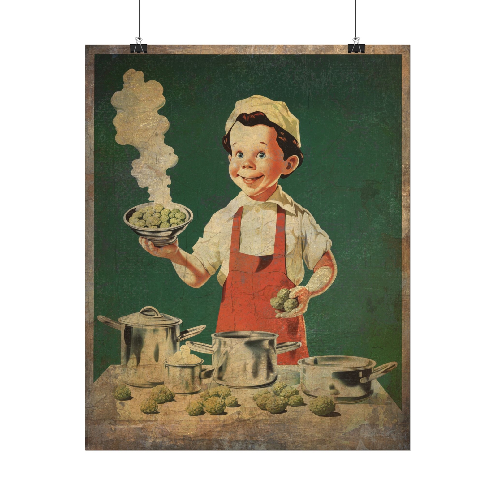 Vintage CANNABIS CHEF Wall Art, Marijuana 420 Kitchen Decor, Stoner Pot Cooking