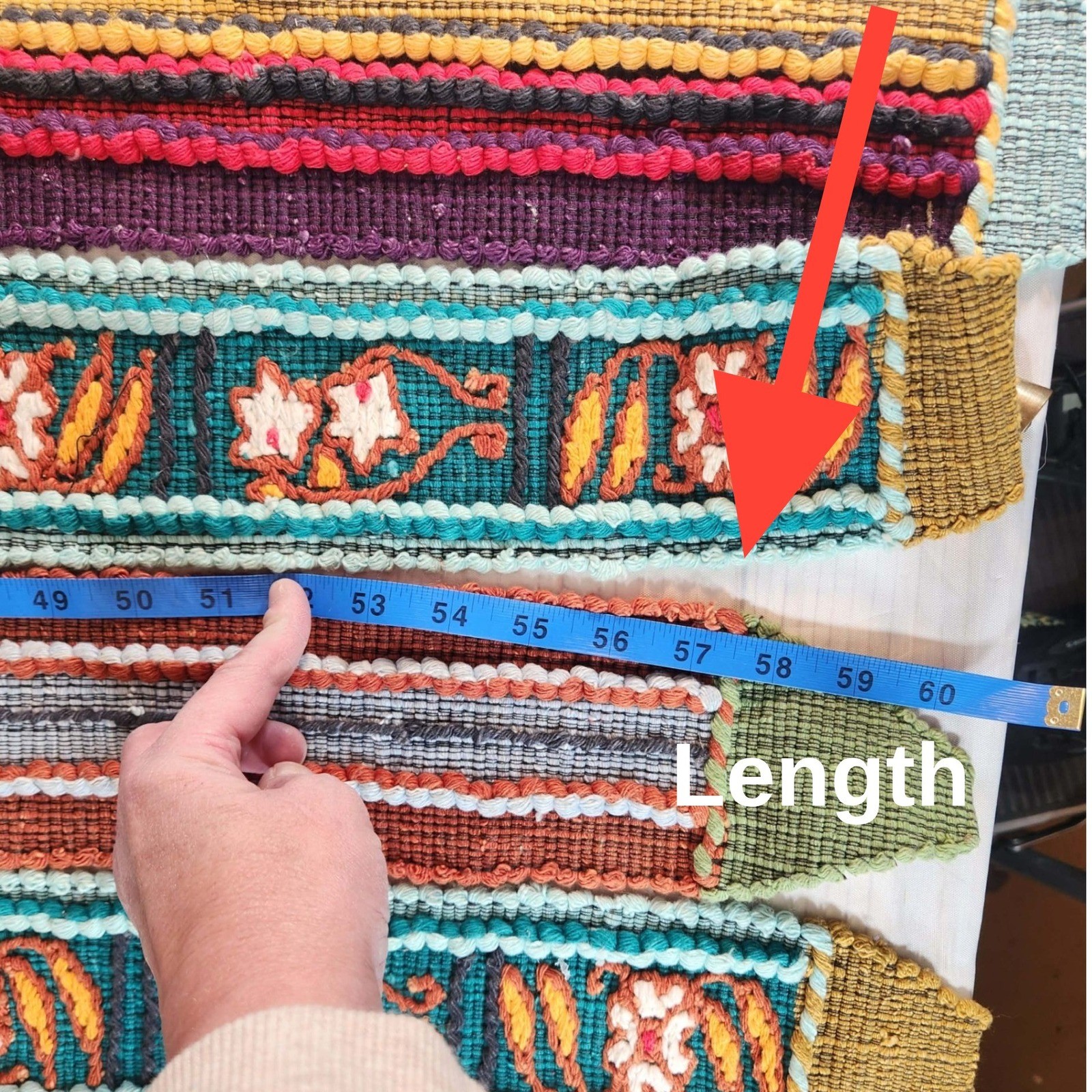 Wall Hanging Multicolor Woven Textile Bell Detail Bohemian