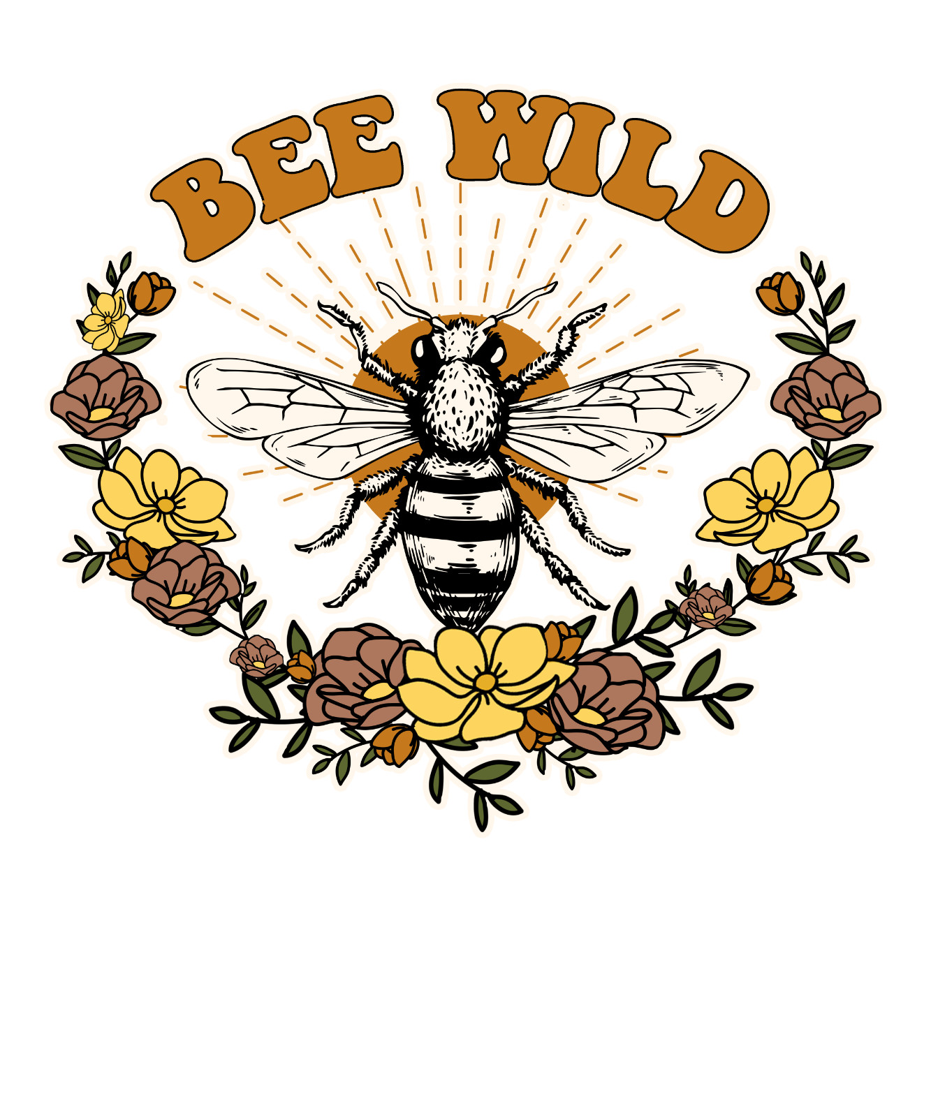 BEE WILD Sublimation Print Ready to Press, Heat Transfer PICK YOUR SIZE