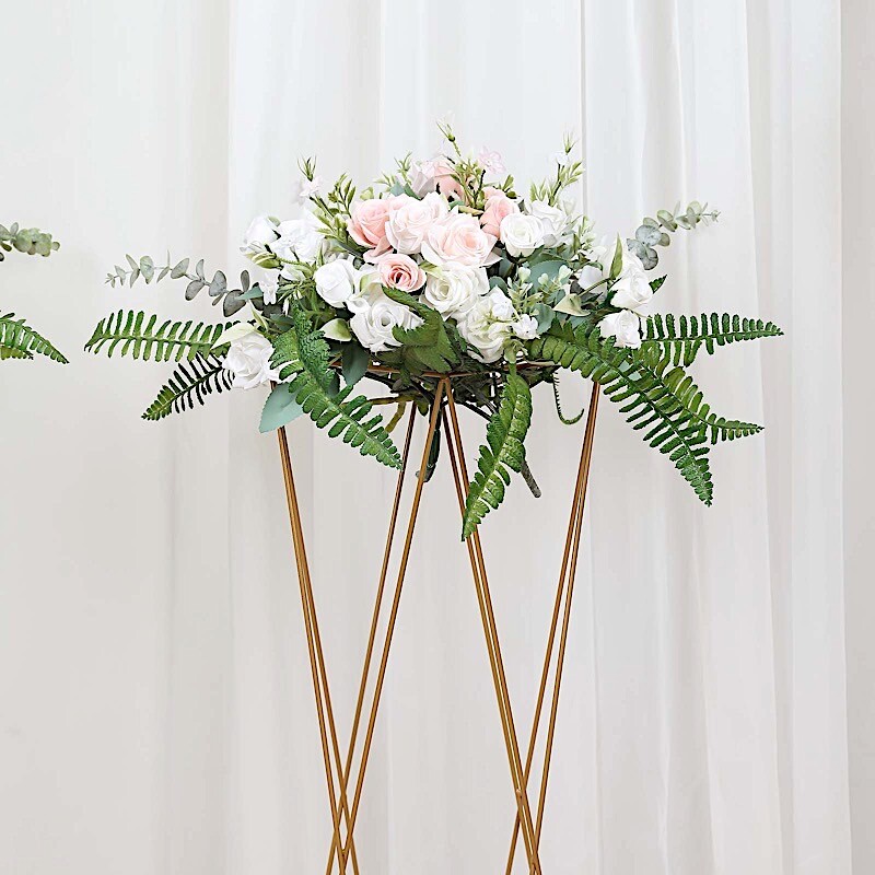 2 Gold 32 in Crisscross Geometric Metal FLOWER STANDS Centerpieces Party Events