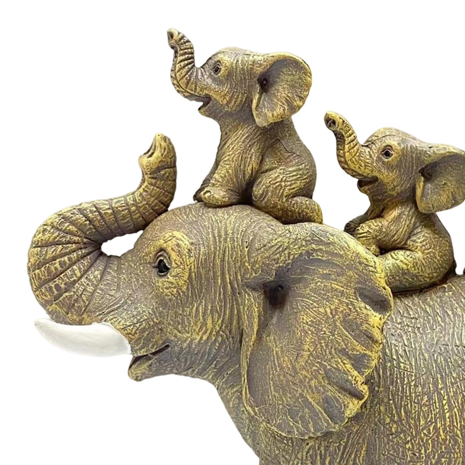 Creative Elephant Statue Collectable Table Resin Sculpture Craft Animal Figurine