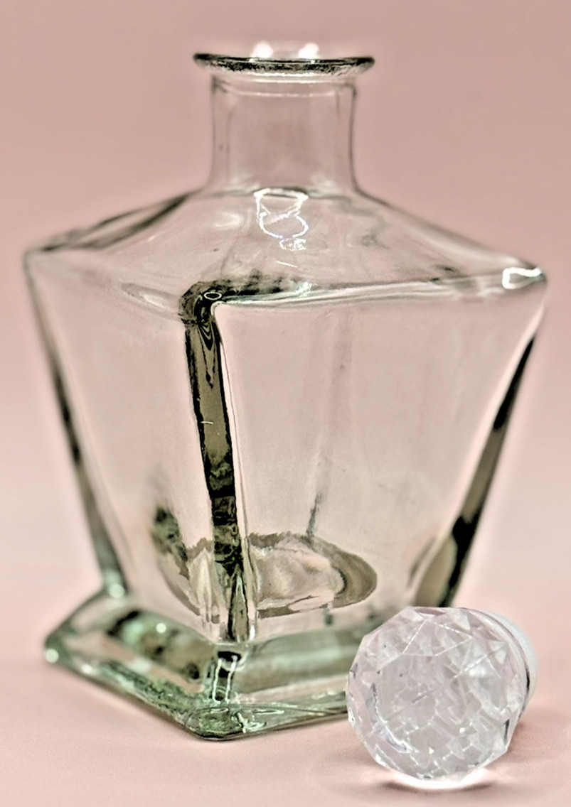 Decorative Lustrous Square Glass Bottles with Stopper, New, 5.5in x 2.25in, CUTE
