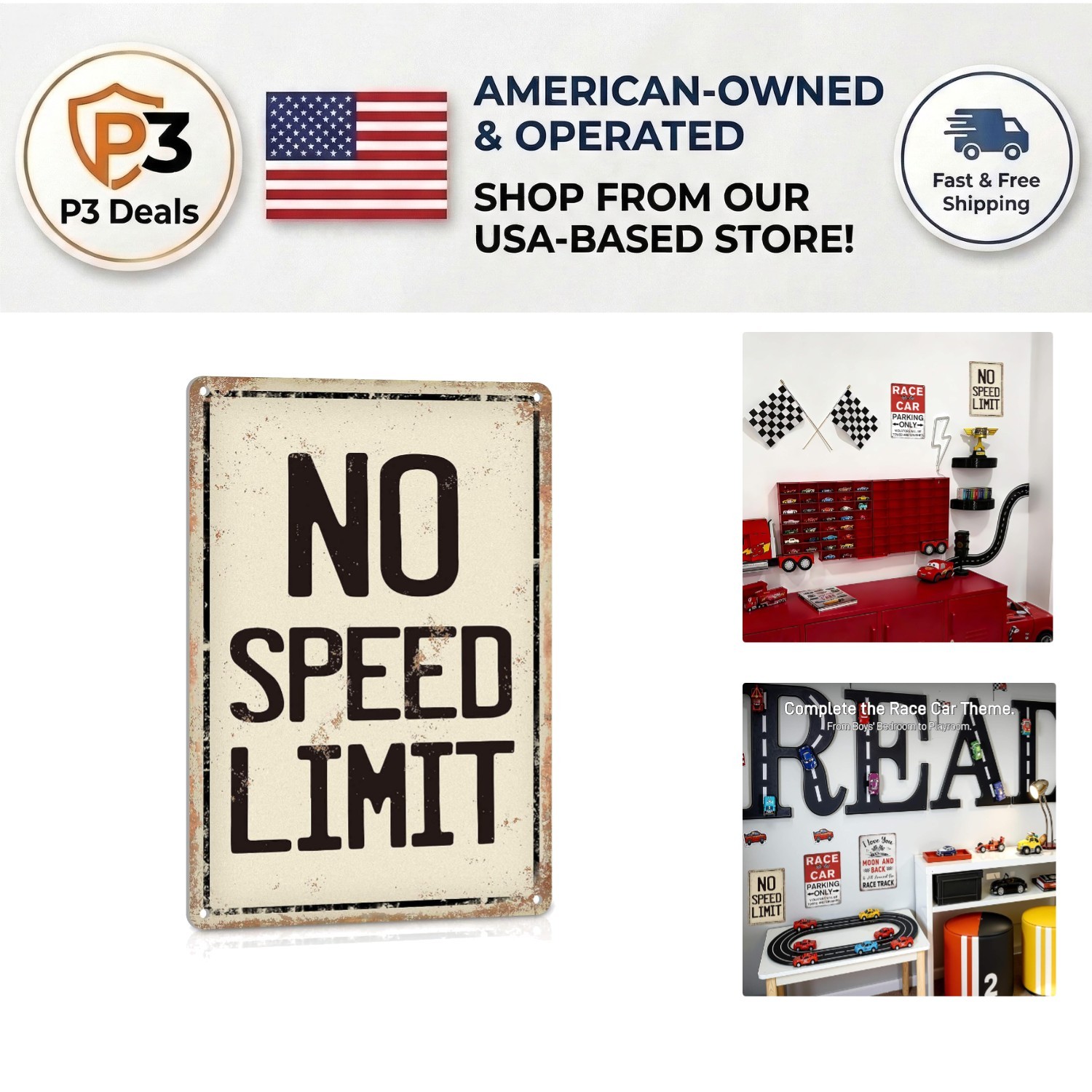 Vintage No Speed Limit Metal Sign – Fun Wall Art for Garage & Man Cave