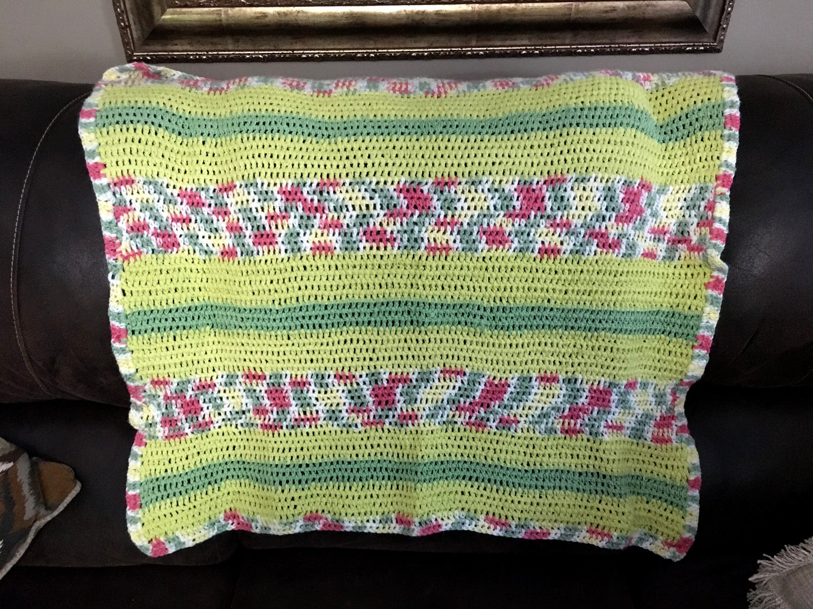 Afghan Crochet Throw Blanket Baby Or Armchair Multi Color 31×31 Handmade Vintage