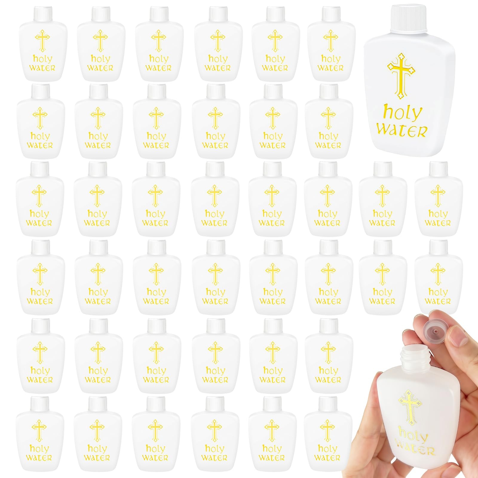 Brownknot 40 Pcs Holy Water Bottles Bulk 2Oz Small Holy Water Bottle Plastic