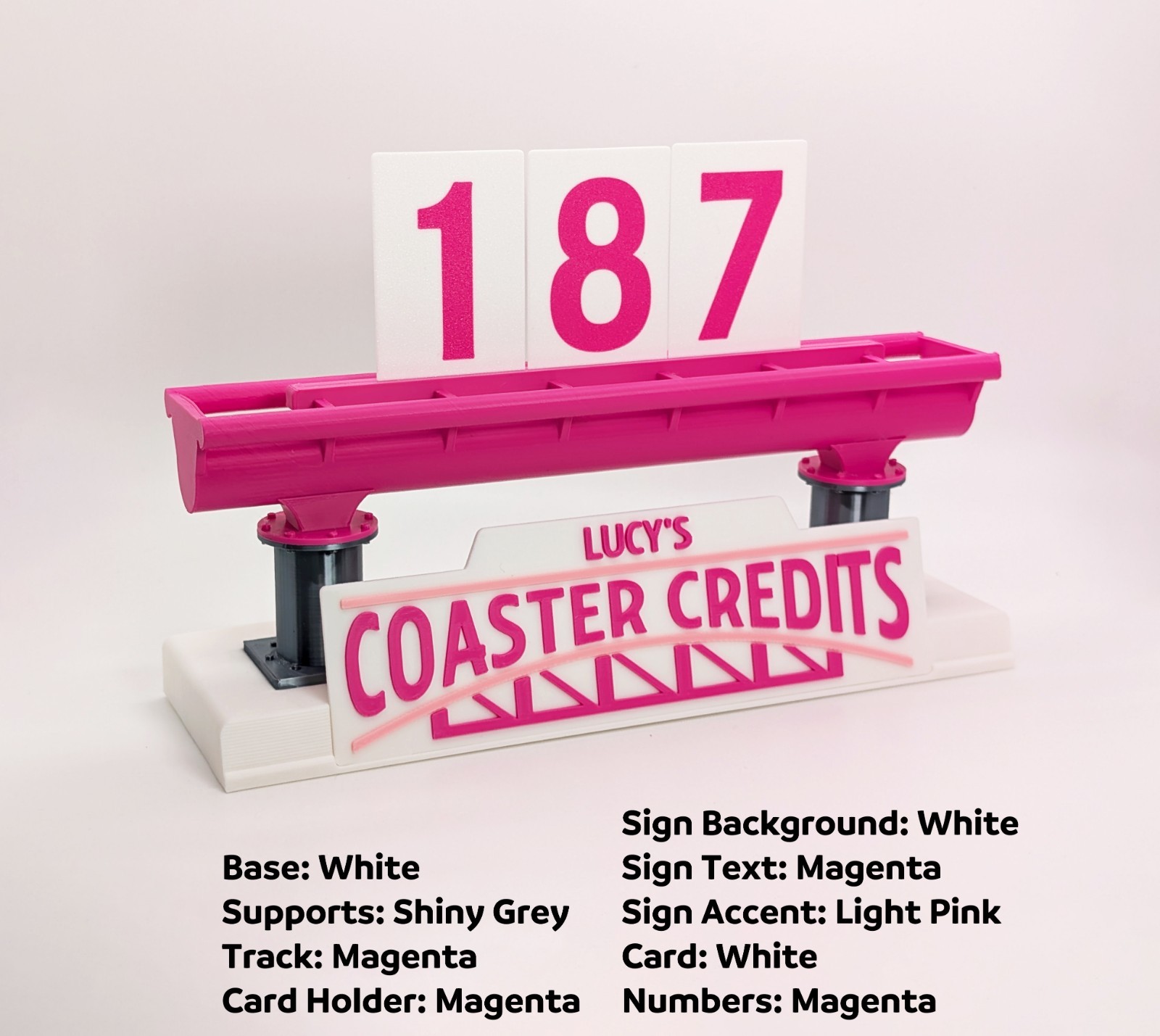 Rollercoaster Credit Count Display – 3D Printed