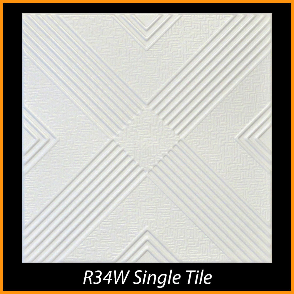Styrofoam Glue Up Ceiling Tiles, 20×20, R34 Malta – White Pack of 8 (21 s/f)