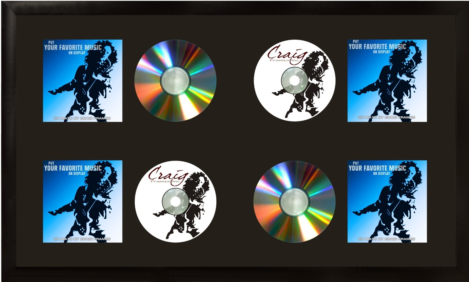Craig Frames, 4-CD Display Mat Complete with 1&Prime; Wide Satin Black Frame
