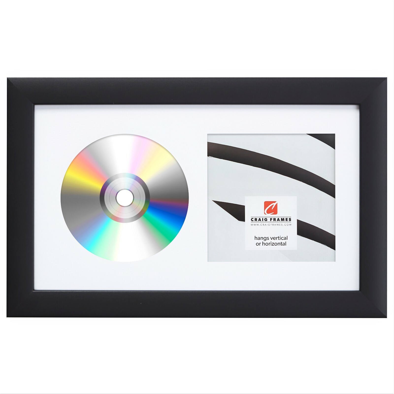 Craig Frames Complete 7×12 CD Display Black Frame with Glass and Matting
