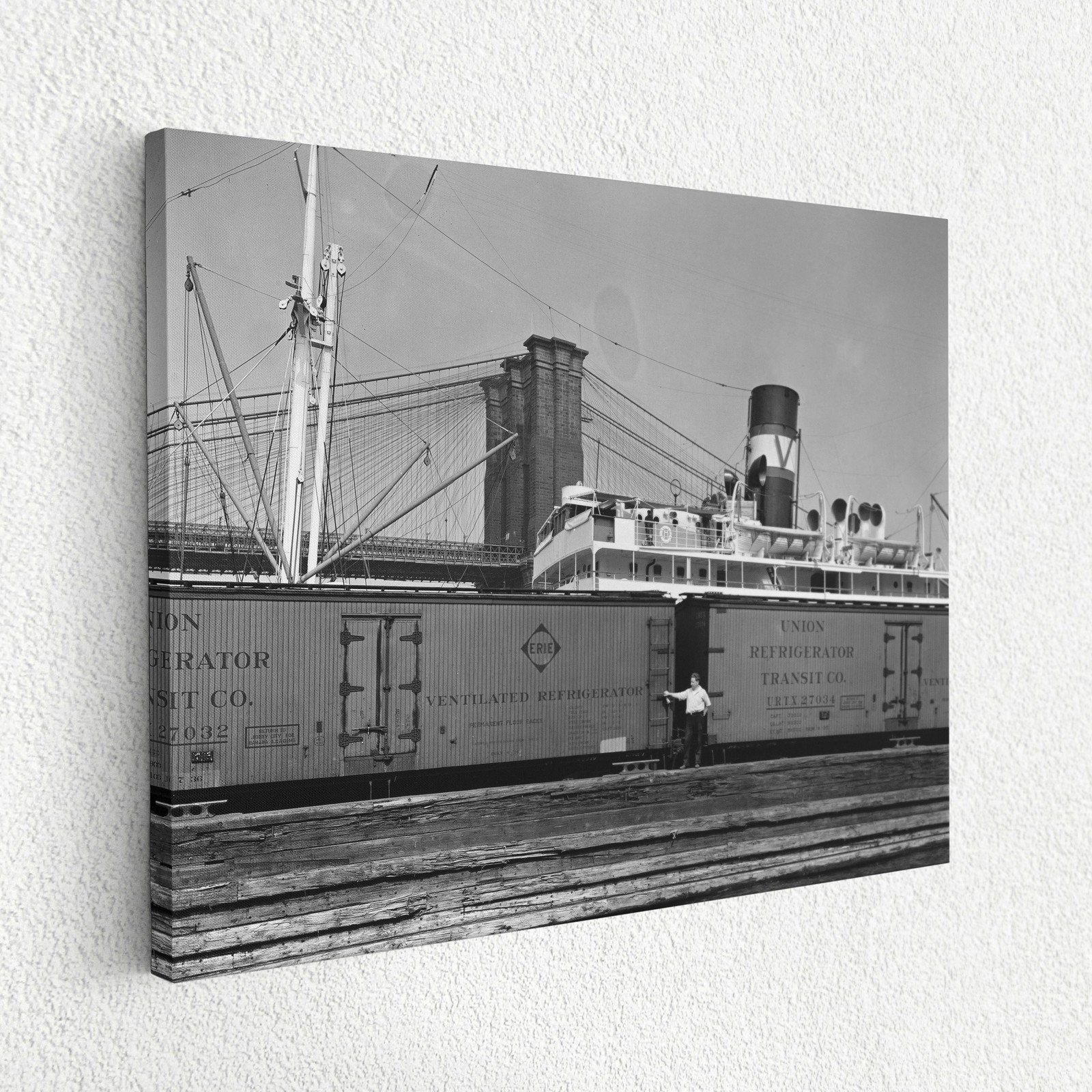 1936 NYC East River Pier 19 Docks & Freight 12&Prime; x 16&Prime; Canvas