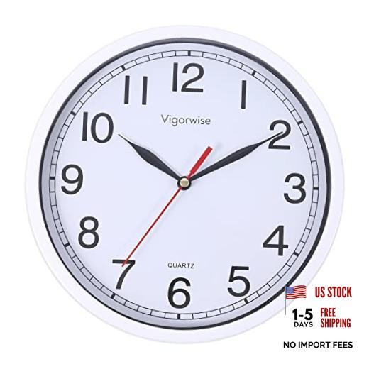 Wall Clock, 8 Inch Silent Sweep Movement Accurate 8 inch White No Temperature