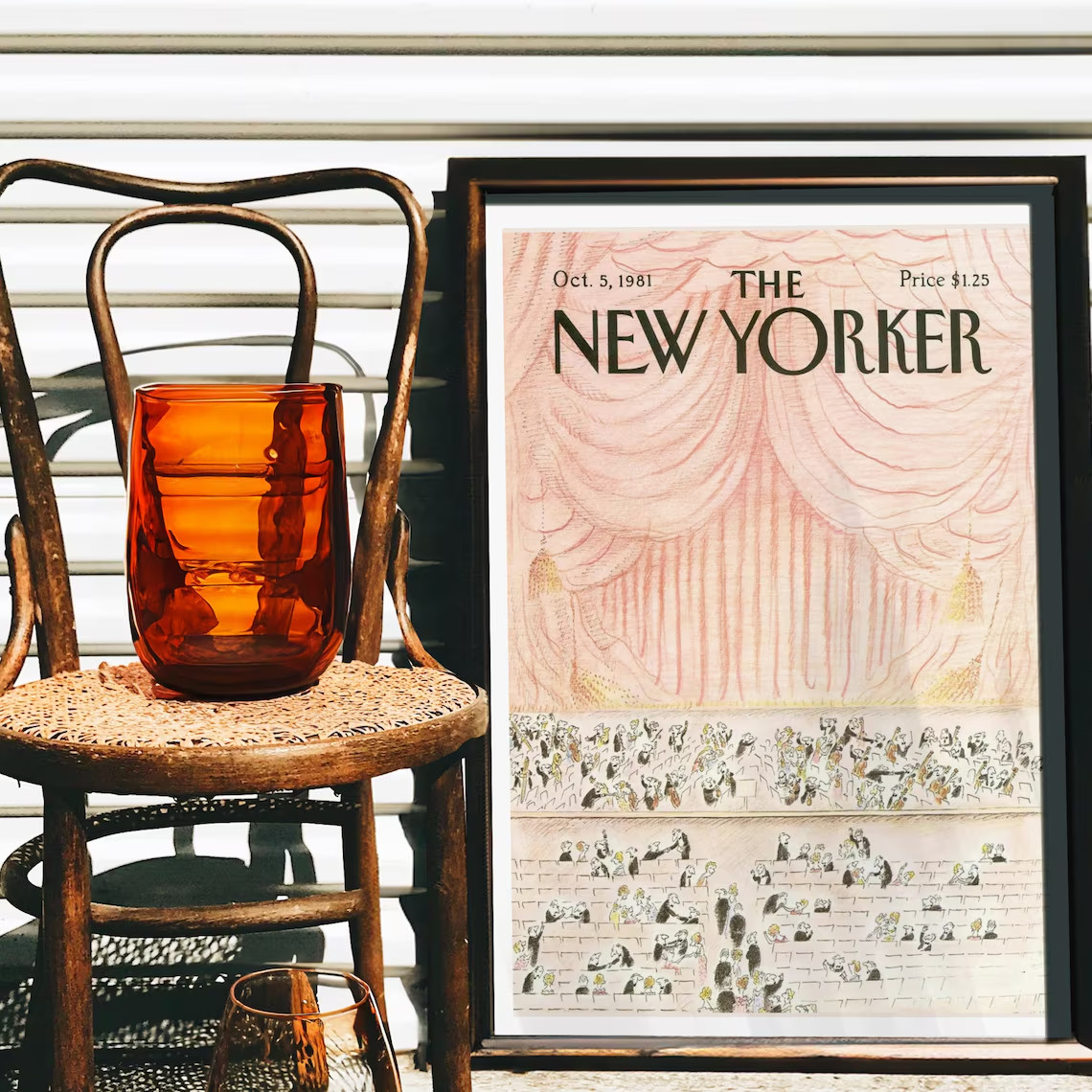 The New Yorker Magazine Cover Print October 5 1981 Issue, Trendy Retro Pink Art