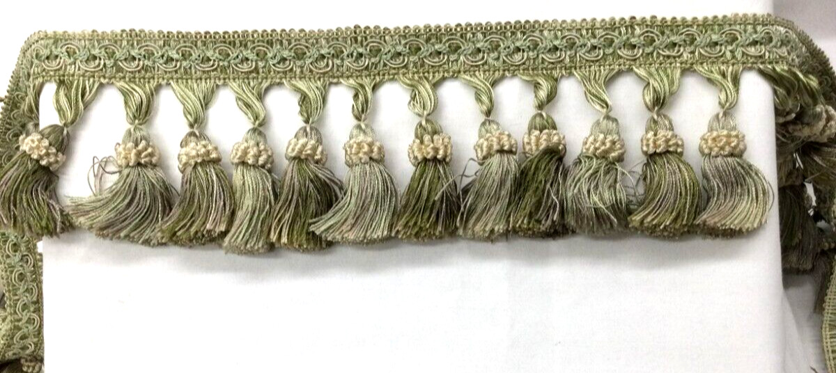 3.5 » Tassel Fringe Trim Powder Green (SOLD BY THE YARD)