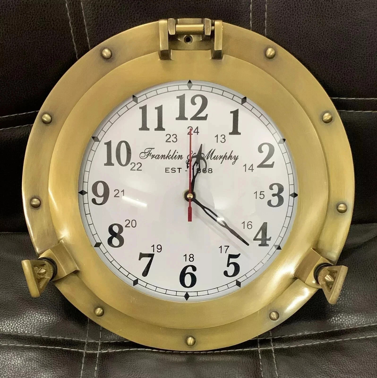 12&Prime; Vintage Marine Brass Ship Porthole Clock Nautical Wall Clock Home Décor…