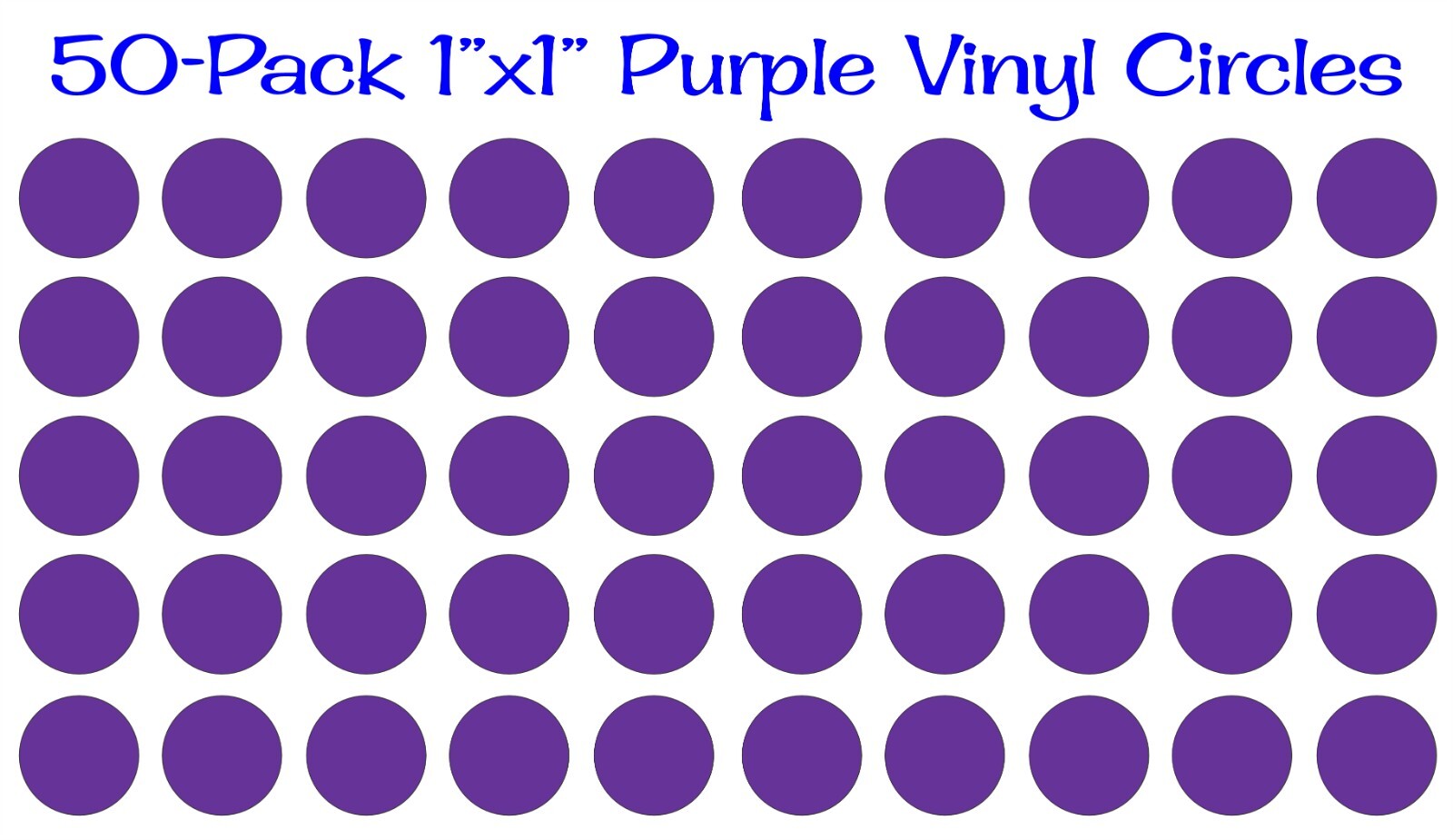 50 pack – 1&Prime;x1&Prime; Round Purple Vinyl Stickers / Circles Polka Dots Die Cut Decals