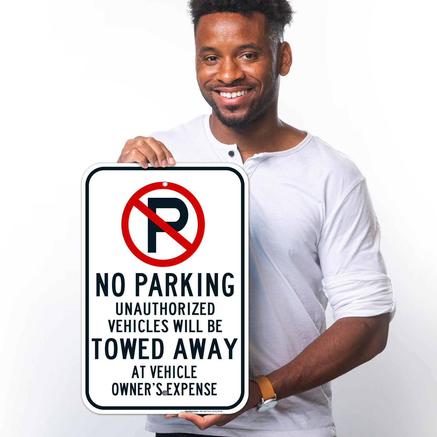 No Parking Symbol Unauthorized Vehicles Will Be Towed Sign,
